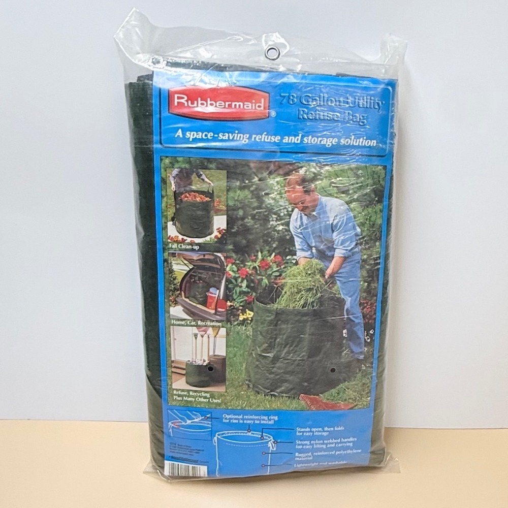 Rubbermaid 78 Gallon Utility Refuse Bag Green Yard Waste Storage 1316 NEW